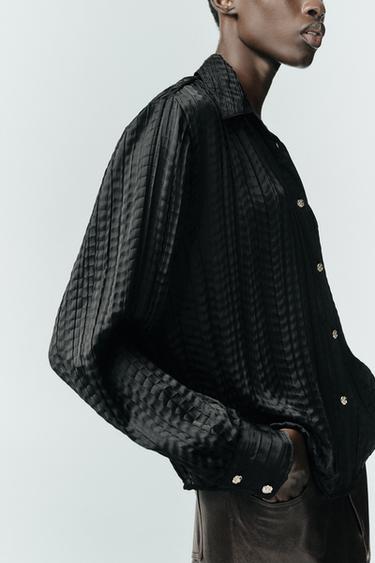 CAMISA SATINDA EFECTO ARRUGADO - Negro de Zara