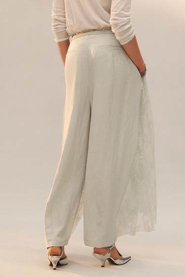 LIMITED EDITION LACE COMBI TROUSERS - Sea green by Zara - Image 3