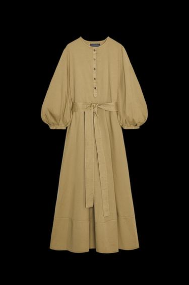 Zara ZW COLLECTION BELTED SHIRT DRESS - Khaki - Image 0
