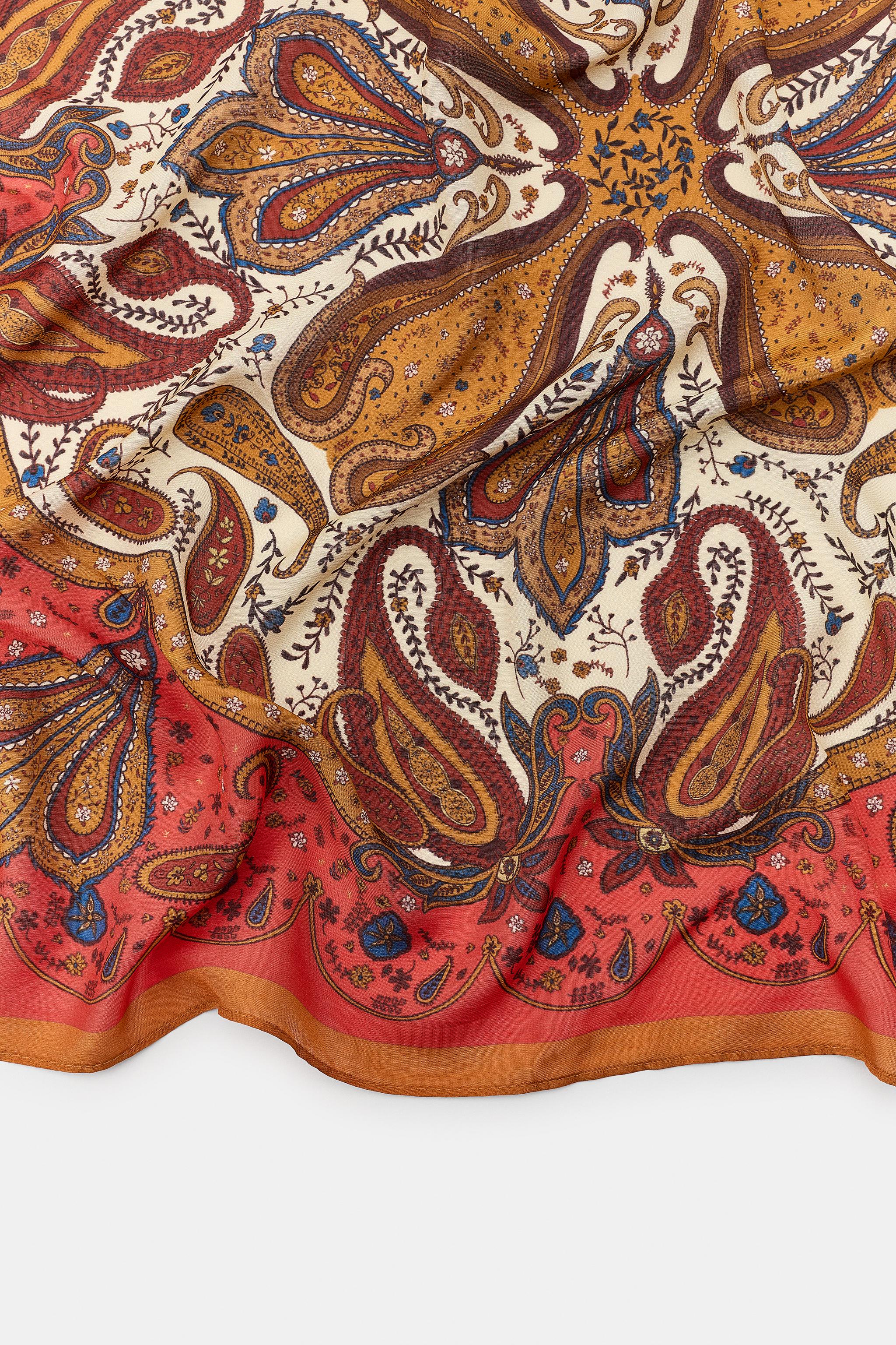 FOULARD EN VISCOSE ET SOIE IMPRIMÉ CACHEMIRE