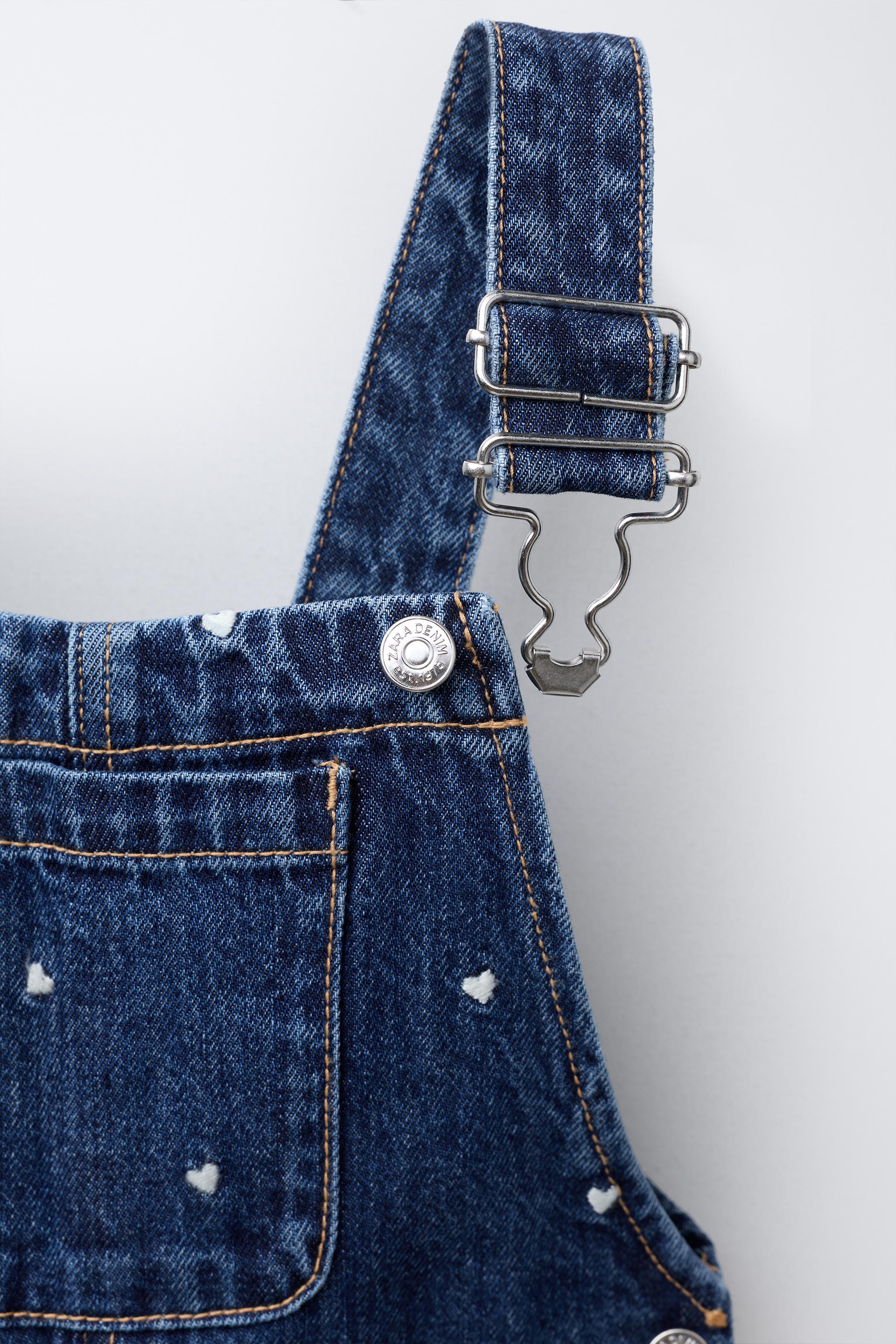 ハート刺繍デニムオーバーオール - ブルー | ZARA Japan / 日本