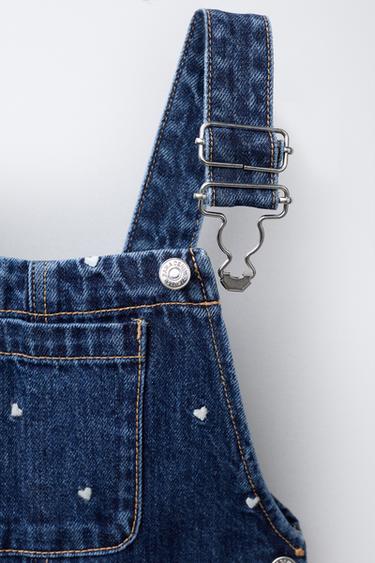 EMBROIDERED HEART DENIM DUNGAREES - Blue by Zara - Image 2