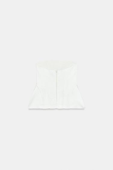 PEPLUM BANDEAU TOP - Oyster-white by Zara - Image 9