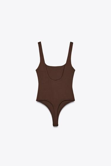 POLYAMIDE STRAPPY BODYSUIT - Chocolate by Zara - Image 5