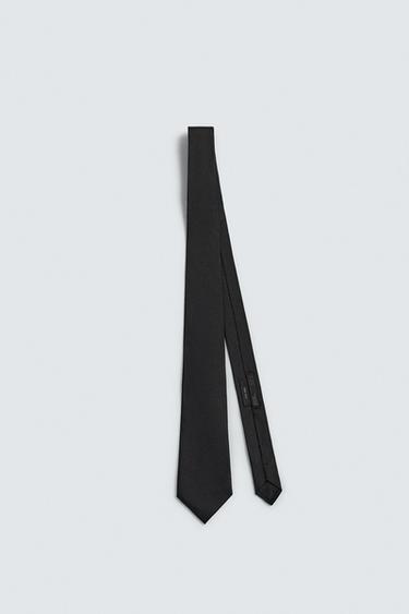Zara BASIC 100% SILK TIE - Black