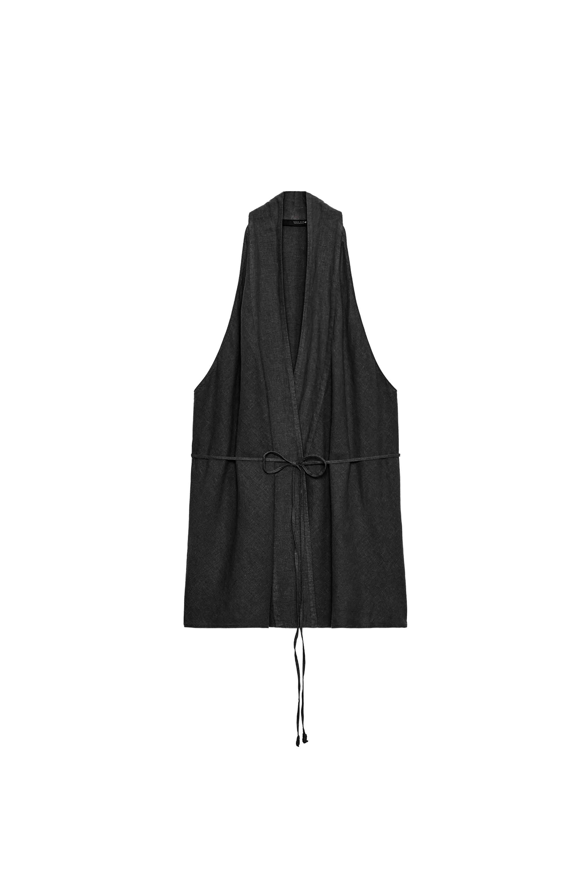 ZW COLLECTION LINEN WRAP TOP - Anthracite grey | ZARA United States