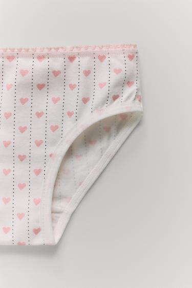 1 1/2- 6 ANOS/ PACK DE SEIS CUECAS COM ESTAMPADO DE CORAÇÕES - Cru da Zara