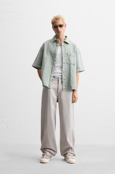 WASHED TEXTURED SHIRT - Light green by Zara