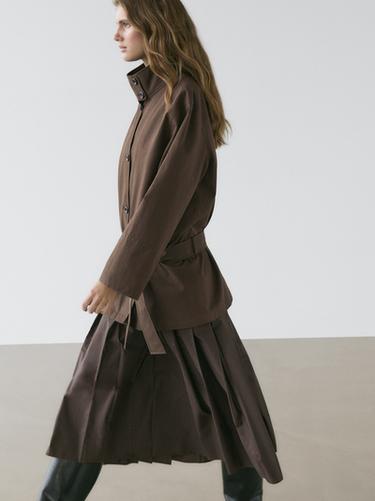 Zara Mid-length trench coat with belt detail - Chocolate - Image 0