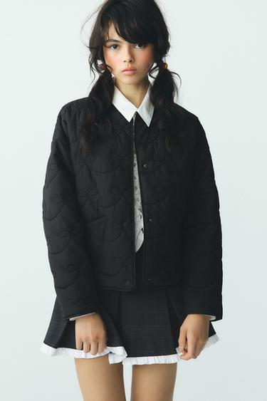 リボンキルティングジャケットブラックZaraのリボンキルティングジャケット - ブラック 