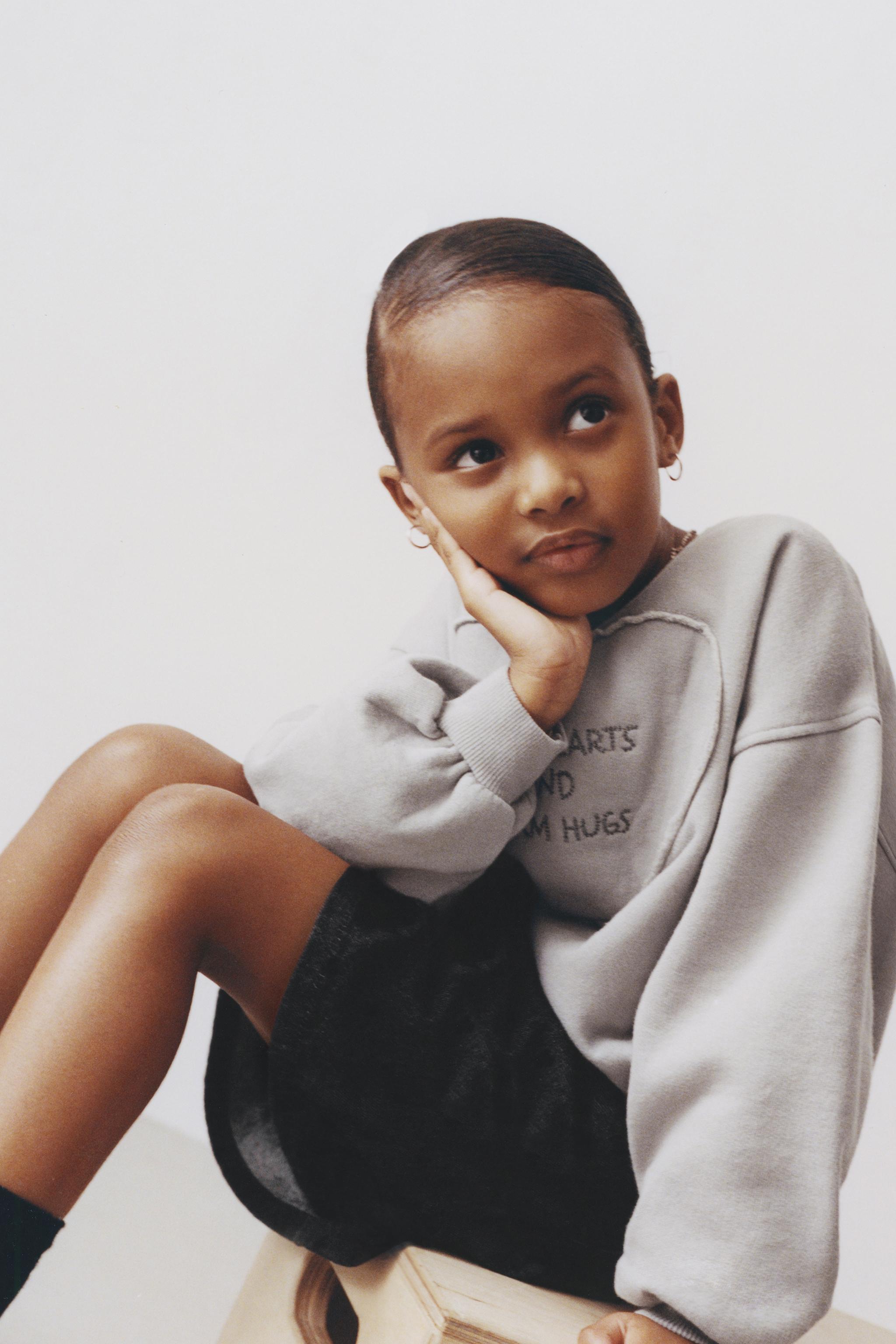 FLOCKED HEART DENIM SKIRT