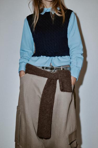 CHEMISE BIMATIÈRE EN POPELINE - Bleu marine de Zara - Image 4