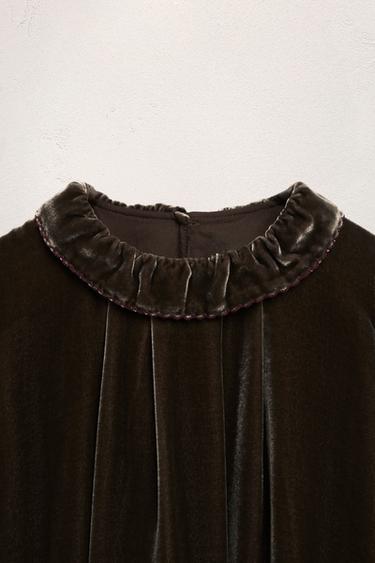 2-5 YEARS/ LIMITED EDITION VELVET DRESS WITH SILK - Dark green by Zara - Image 2