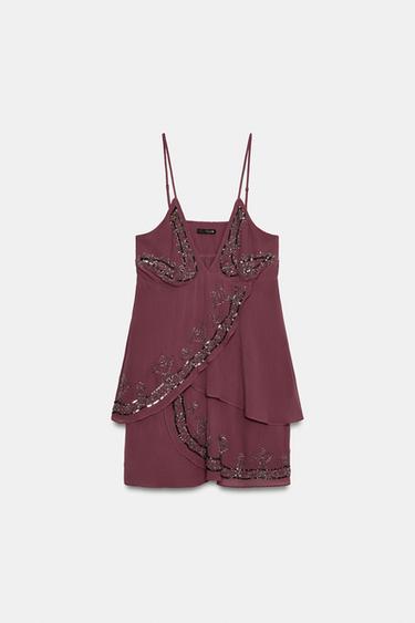 КОРОТКА СУКНЯ З ПАЄТКАМИ - Блідо-рожевий Zara