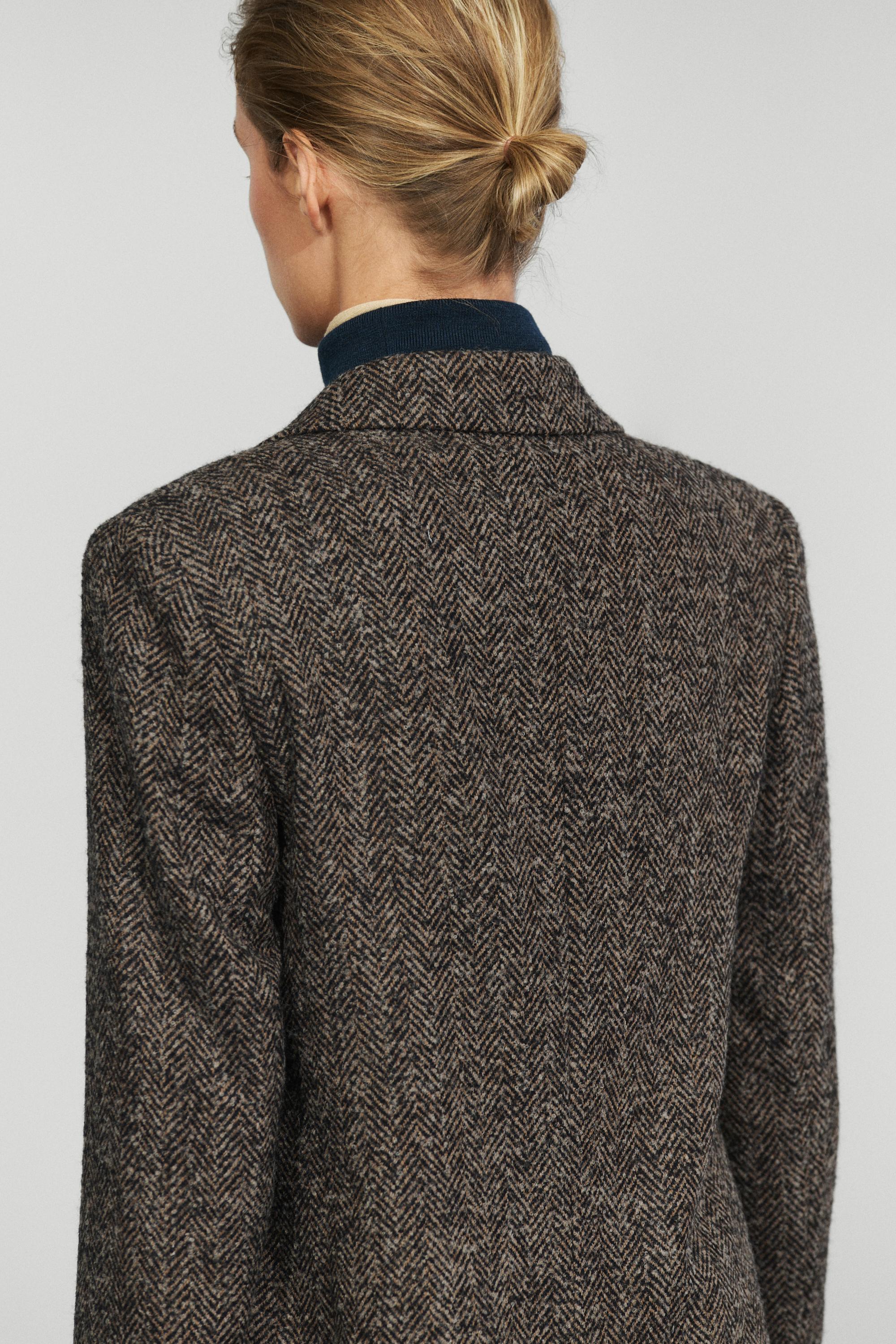 Suede and wool herringbone blazer