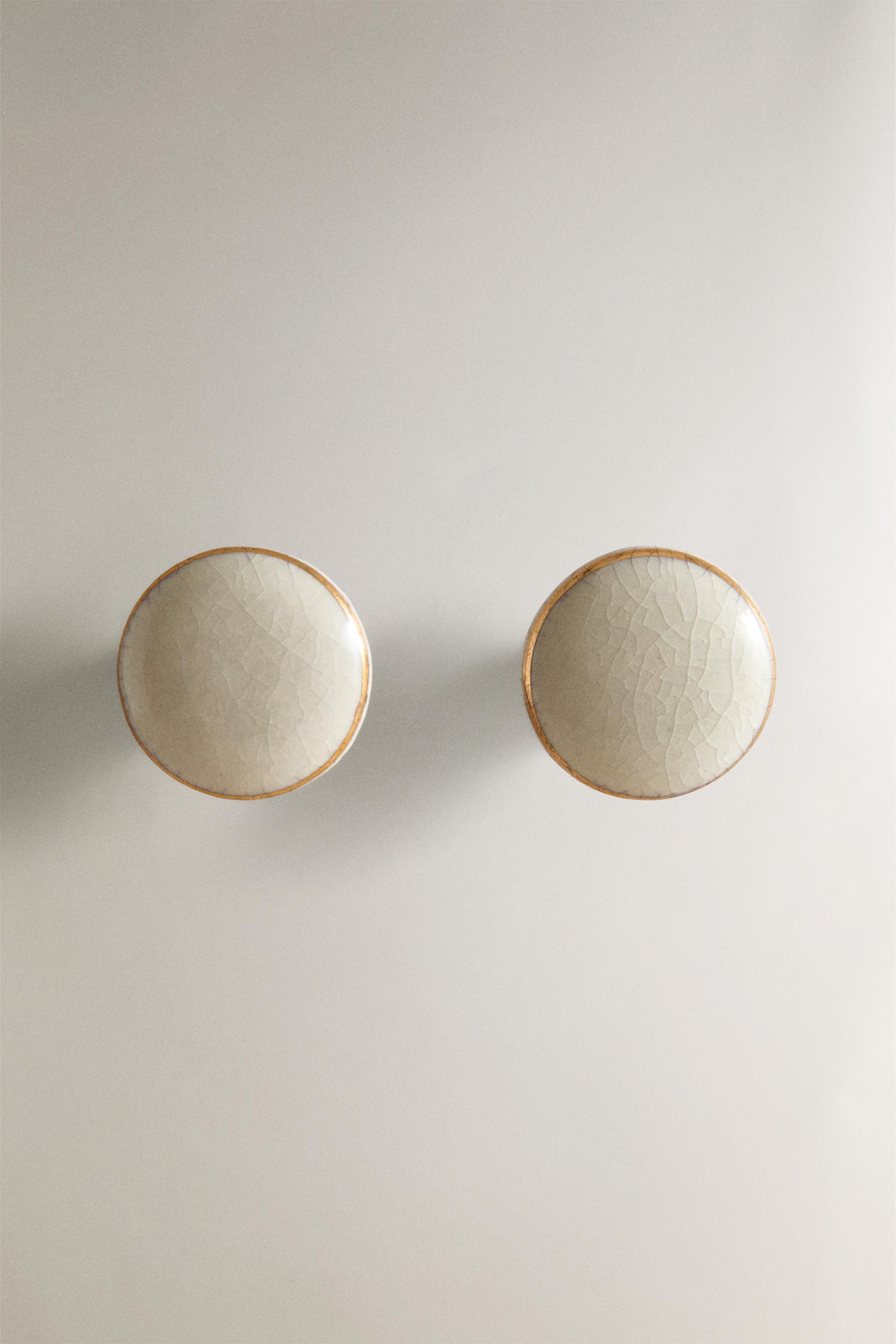 LOT DE BOUTONS MEUBLE RONDS EN CÉRAMIQUE (LOT DE 2)