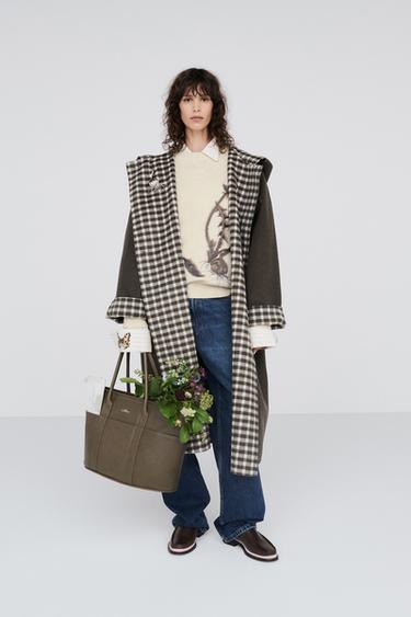 WOOL-BLEND PLAID DOUBLE-FACED COAT — Gray 1
