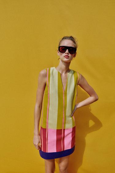 SHORT STRIPED DRESS - Multicoloured by Zara - Image 1