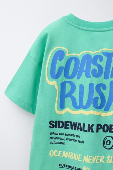 T-SHIRT WITH RAISED PRINT - Green / Blue by Zara - Image 3
