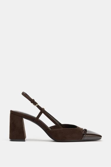 BLOCK HEEL SLINGBACK SHOES - Brown by Zara - Image 0