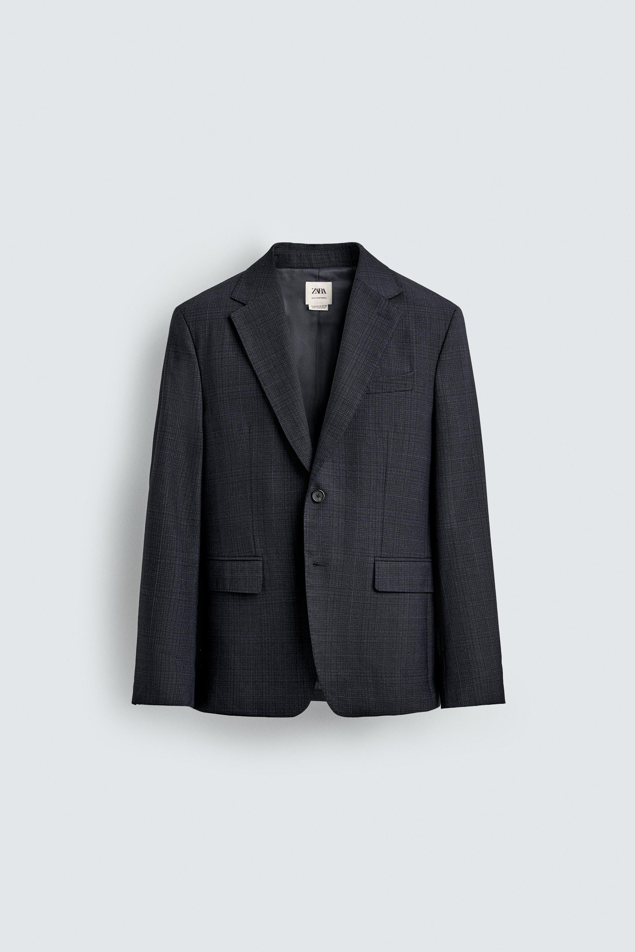 100% WOOL PLAID SUIT BLAZER