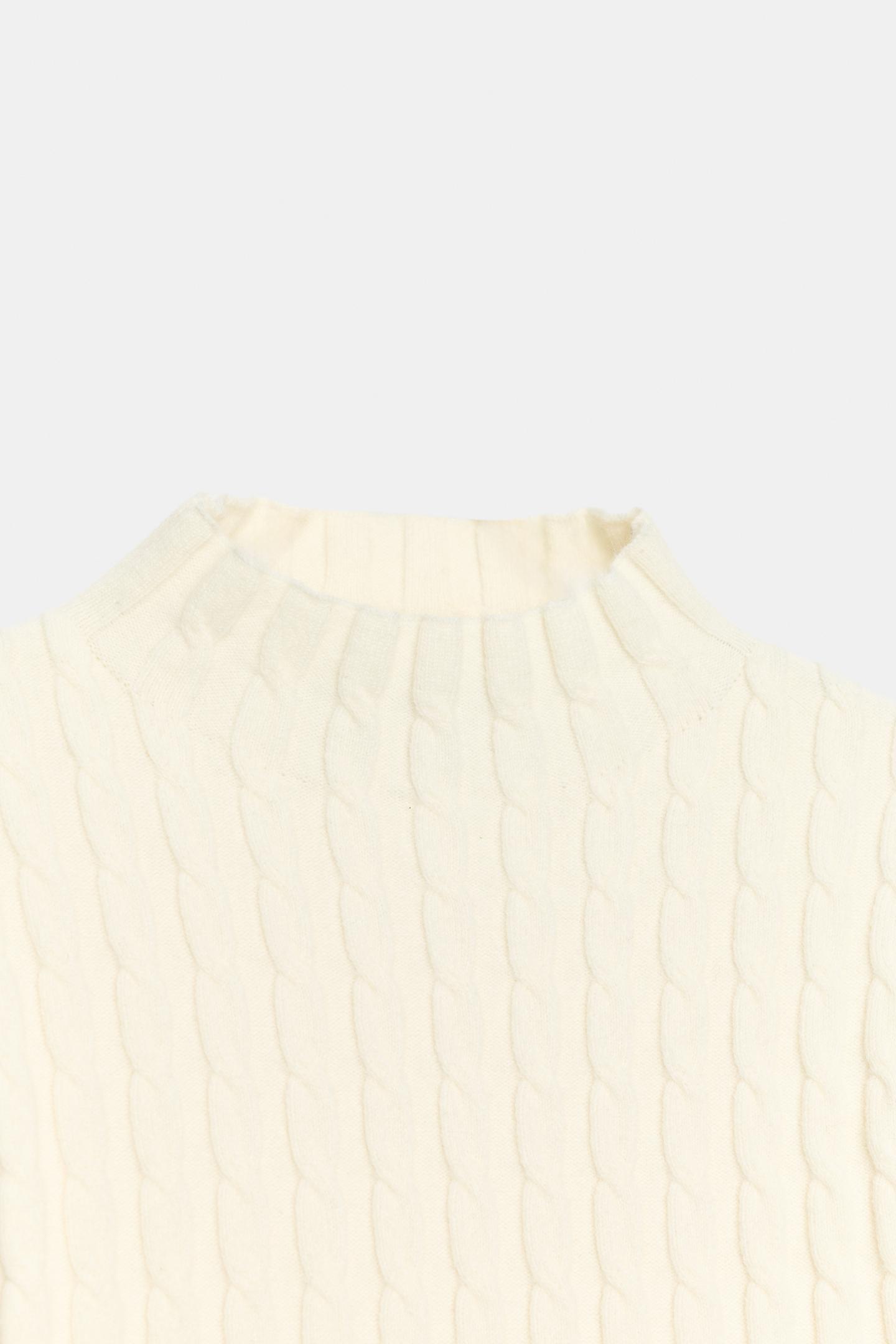 Женский свитер Zara Cable Knit Ruffle, цвет: Экрю — фото 10