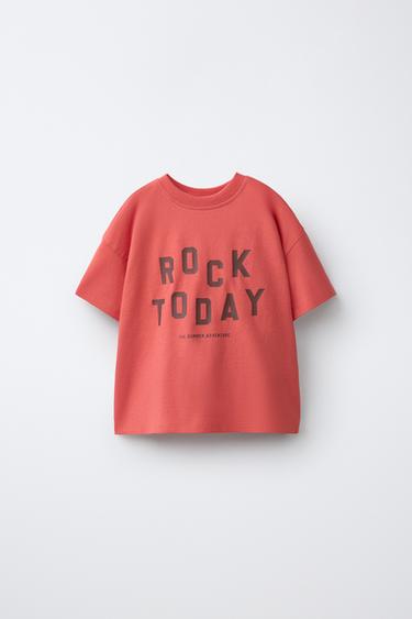 SLOGAN PRINT T-SHIRT - Red / Coral by Zara