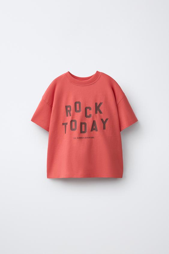 CAMISETA ESTAMPADO TEXTO - Rojo / Coral de Zara - Imagen 0