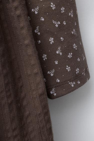 FLORAL RIBBED CONTRAST DRESS - Chocolate by Zara - Image 3