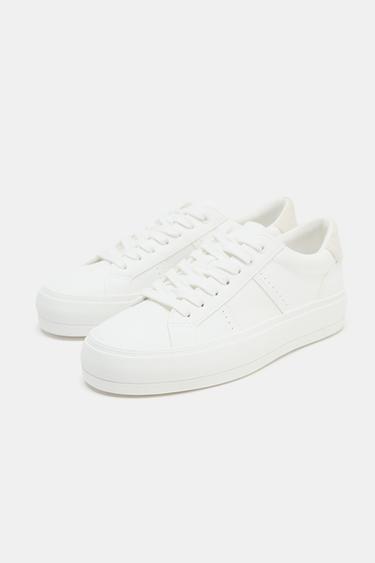SNEAKERS WITH TOPSTITCH DETAIL - White by Zara - Image 4