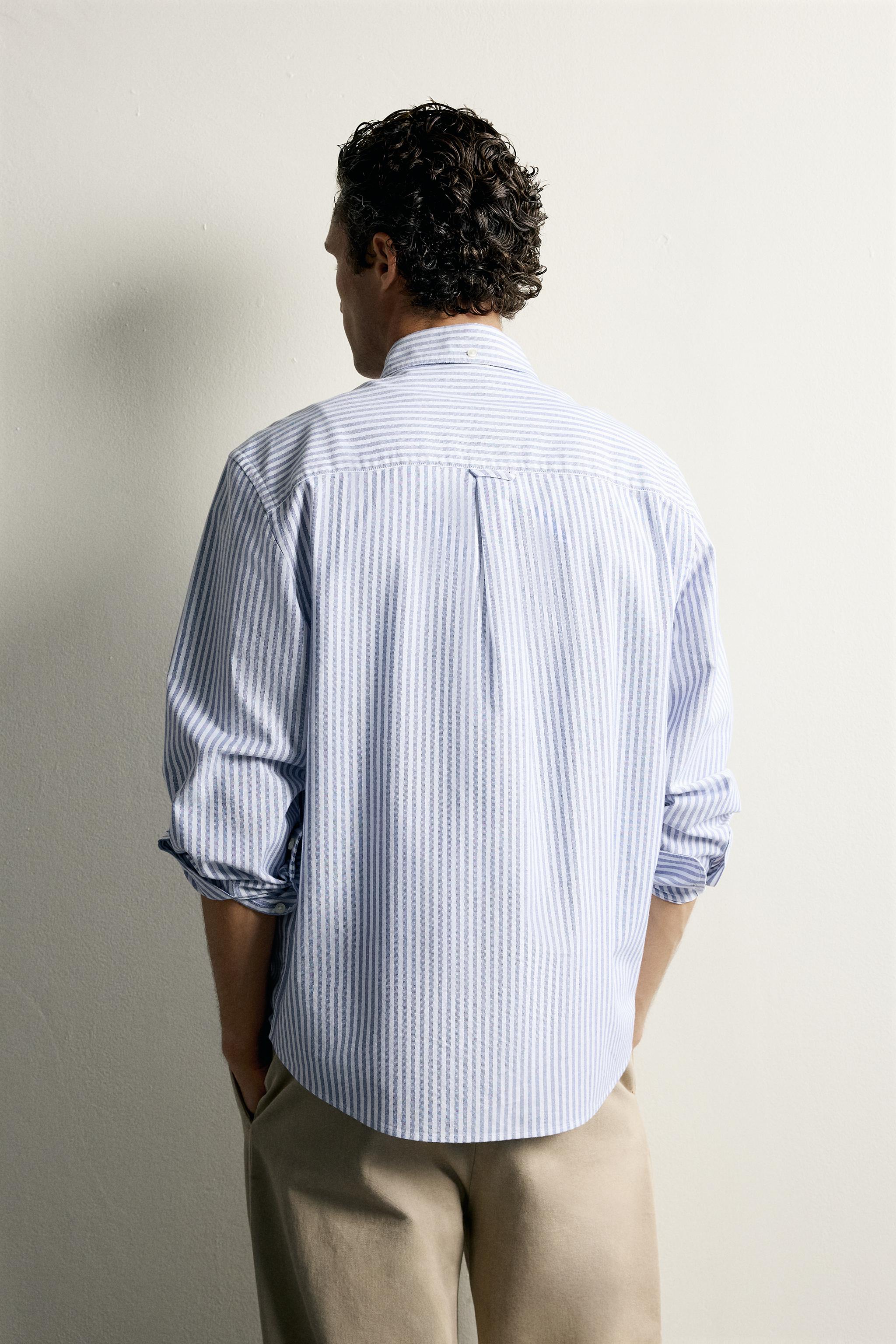 Мужские рубашки Zara REGULAR FIT TEXTURED OXFORD SHIRT — фото 3