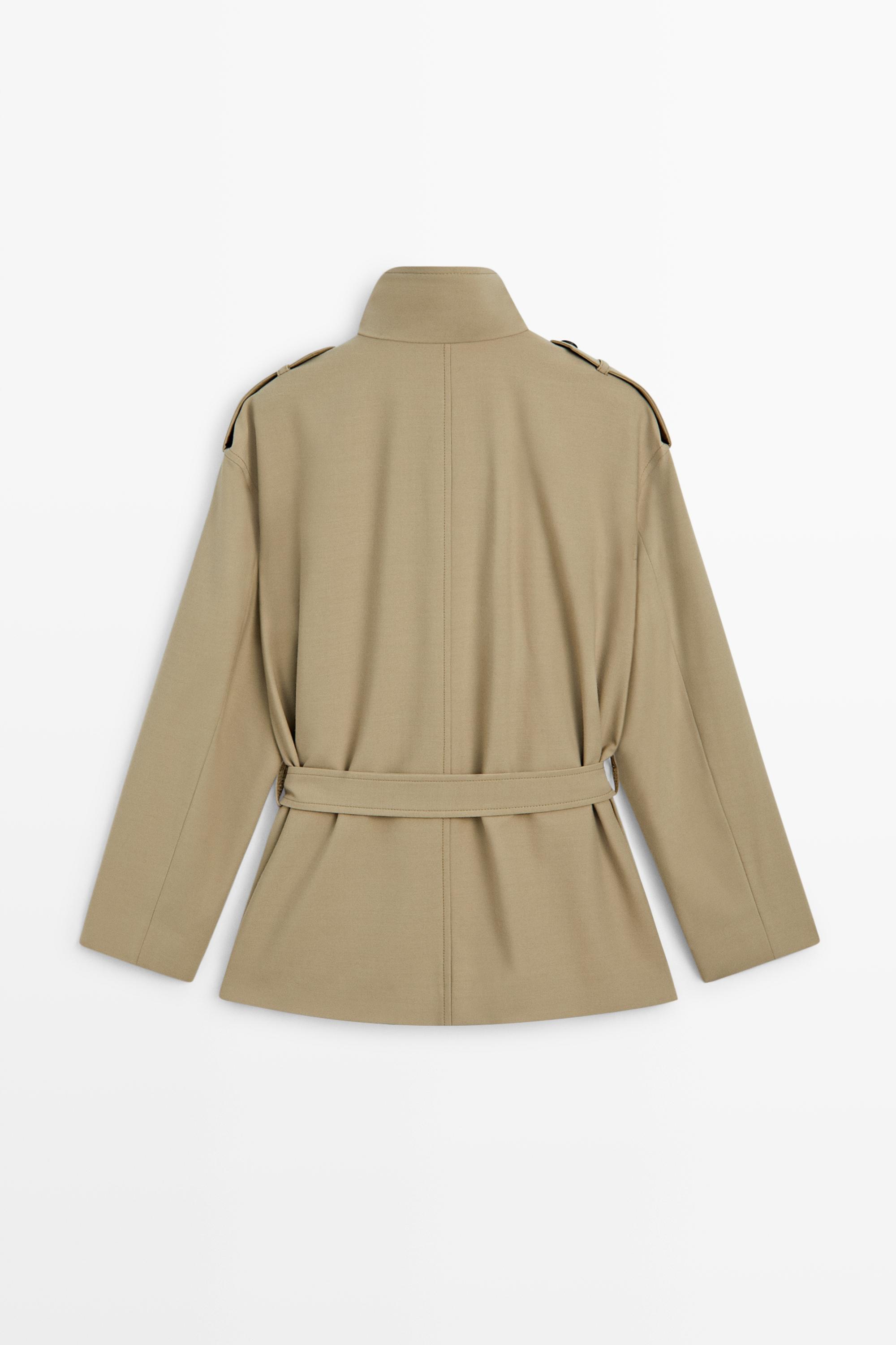 Mid-length belted trench coat