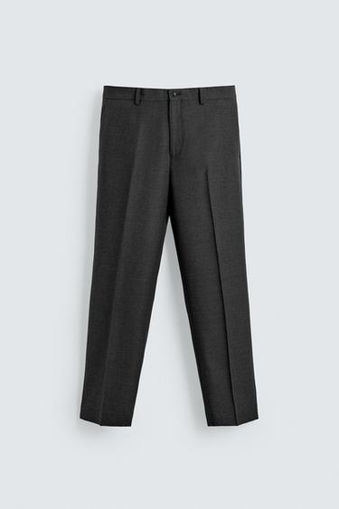 100% WOOL SUIT TROUSERS - Anthracite Grey by Zara