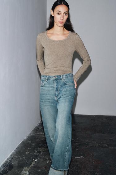 Zara LONG SLEEVE T-SHIRT - Mink marl