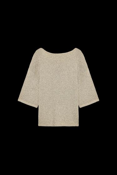 Zara CUT OUT CAPE KNIT TOP - Straw