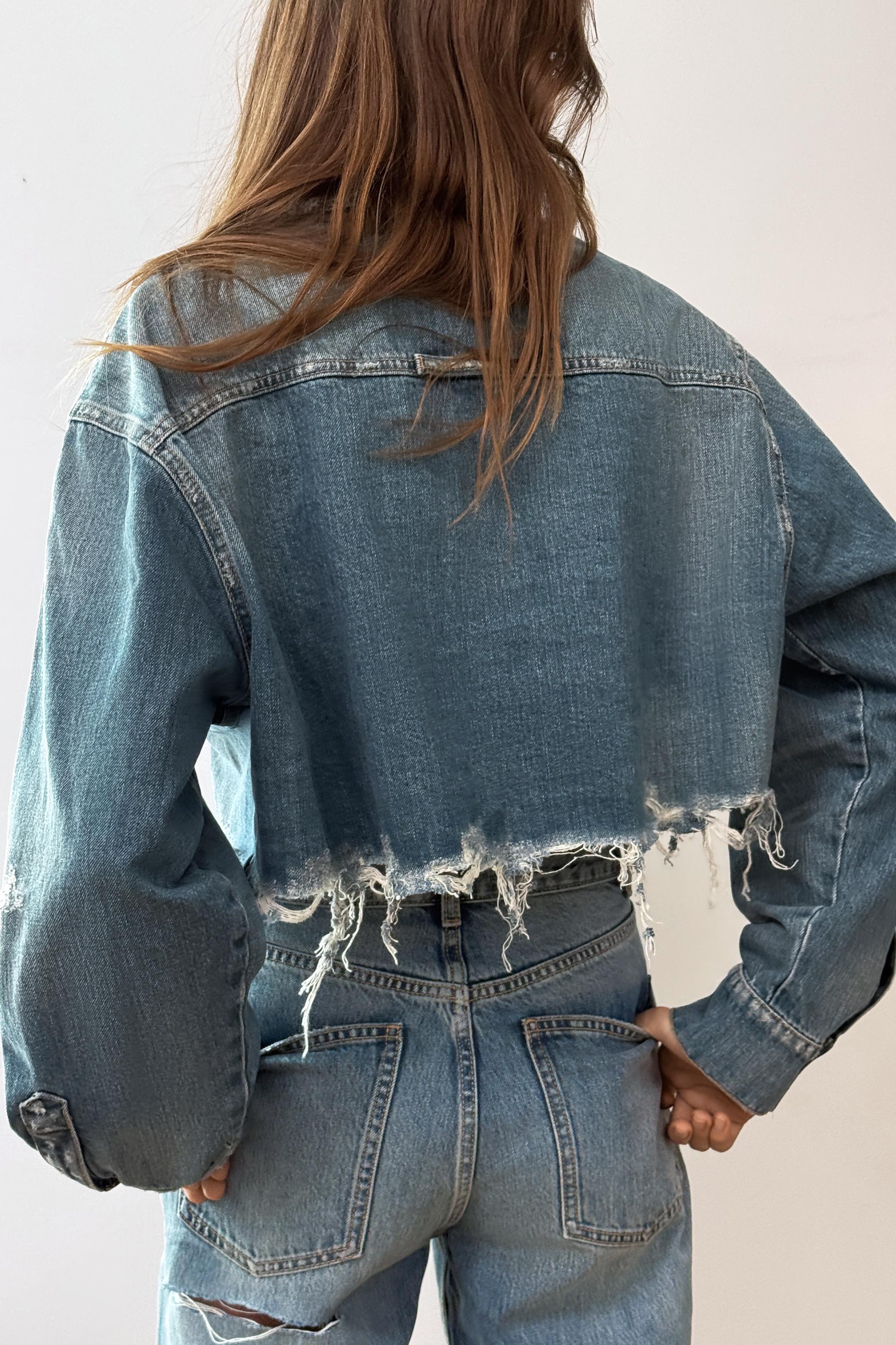 クロップドデニムシャツジャケットTRF - ブルー | ZARA Japan / 日本