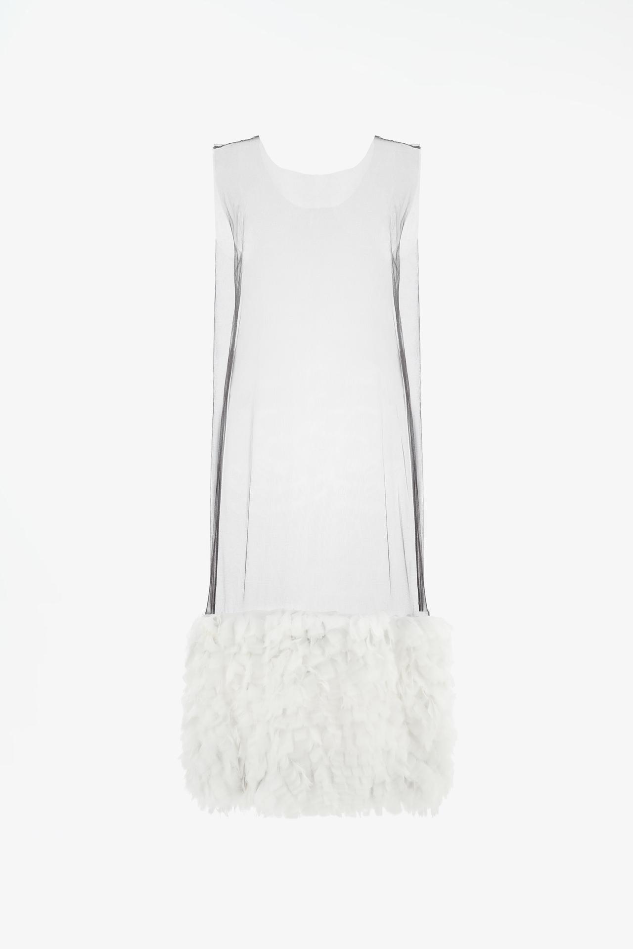 LIMITED EDITION TULLE DRESS WITH COMBINED HEM — White