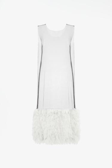 LIMITED EDITION TULLE DRESS WITH COMBINED HEM — White 1