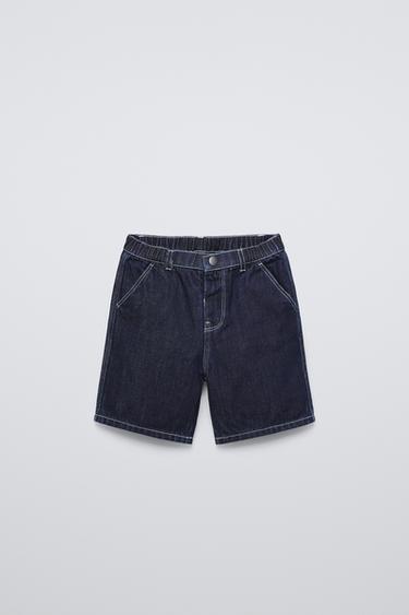 DENIM BERMUDA SHORTS WITH LABEL - Blue by Zara