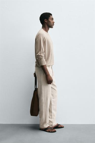 PANTALON RAYURES REGULAR FIT - Blanc cassé de Zara - Image 3