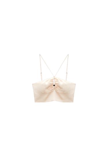 SATIN CROP TOP WITH CUT-OUT DETAIL