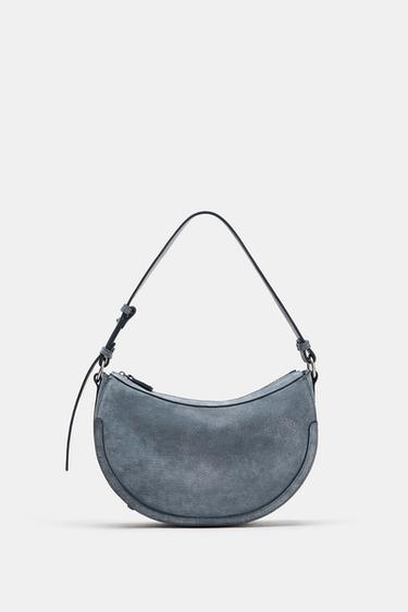 BOLSA TIRACOLO DE COURO - Azul da Zara - Imagem 0