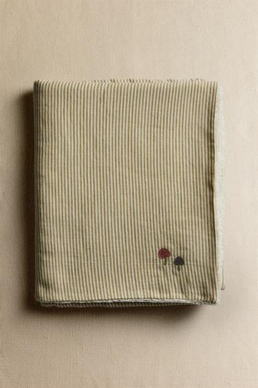 Zara PRUGASTI MUSLIN PEŠKIR ZA KUPANJE BEBE – zelena / svetlosmeđa