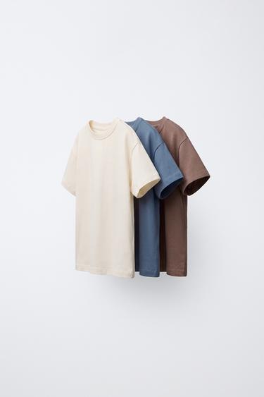 PACK TRES PLAYERAS LISAS - Azul / Gris de Zara