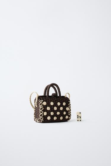 RAFFIA EFFECT POLKA DOT CROSSBODY BAG - Brown by Zara - Image 5