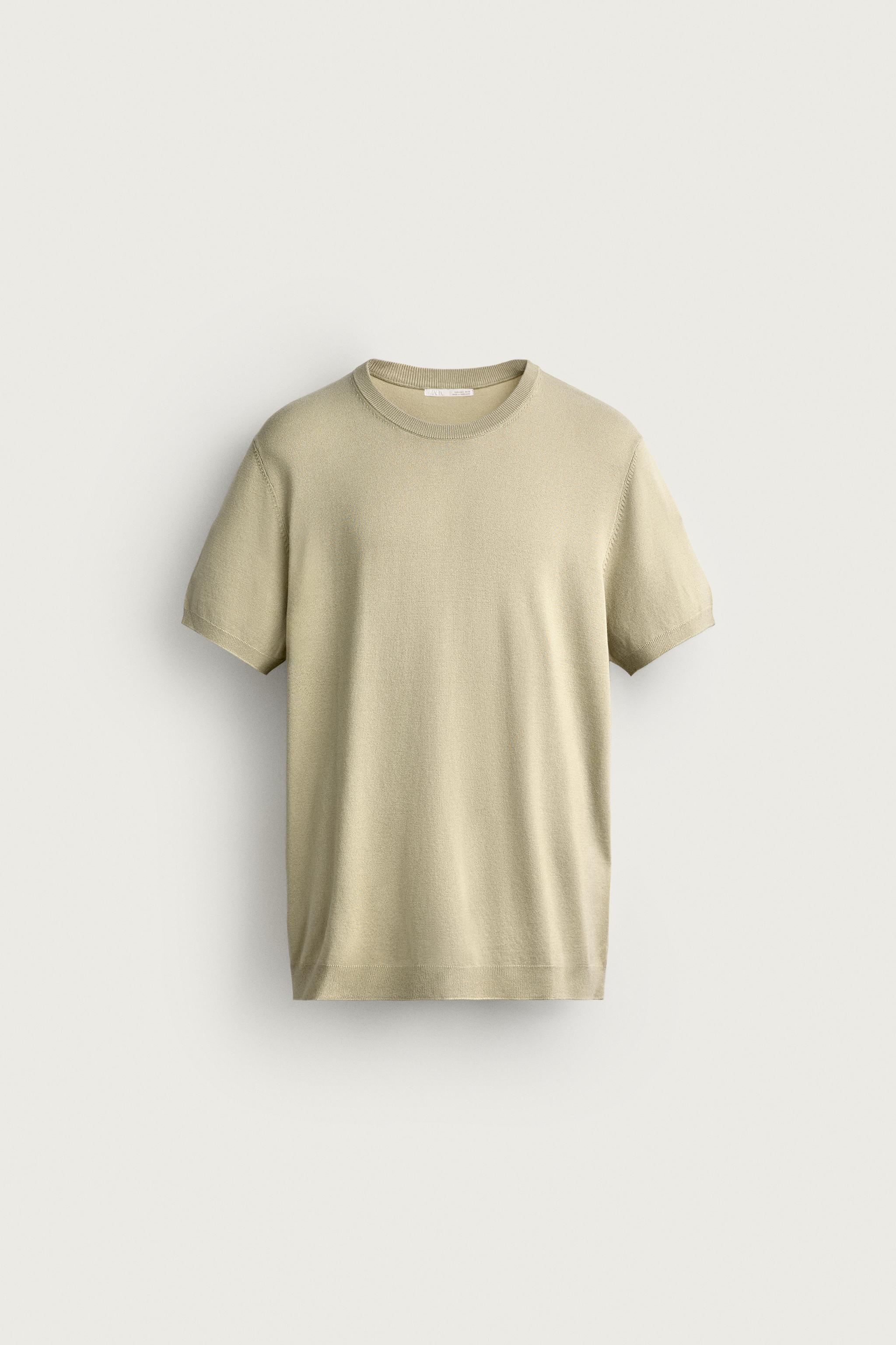 BASIC REGULAR FIT KNIT T-SHIRT — Light green