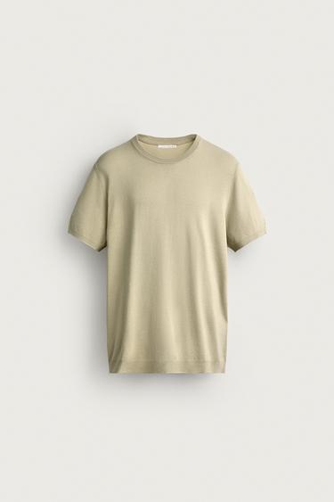 CAMISETA PUNTO REGULAR FIT BÁSICO - Verde claro de Zara
