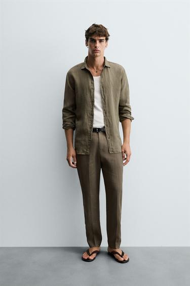 100% LINEN SET - Green by Zara