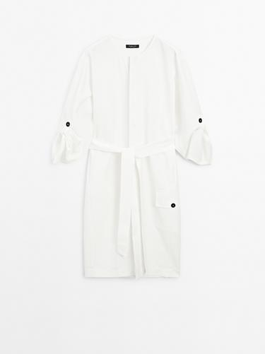 Vestido camisero detalle botones contraste - Crudo de Zara - Imagen 0