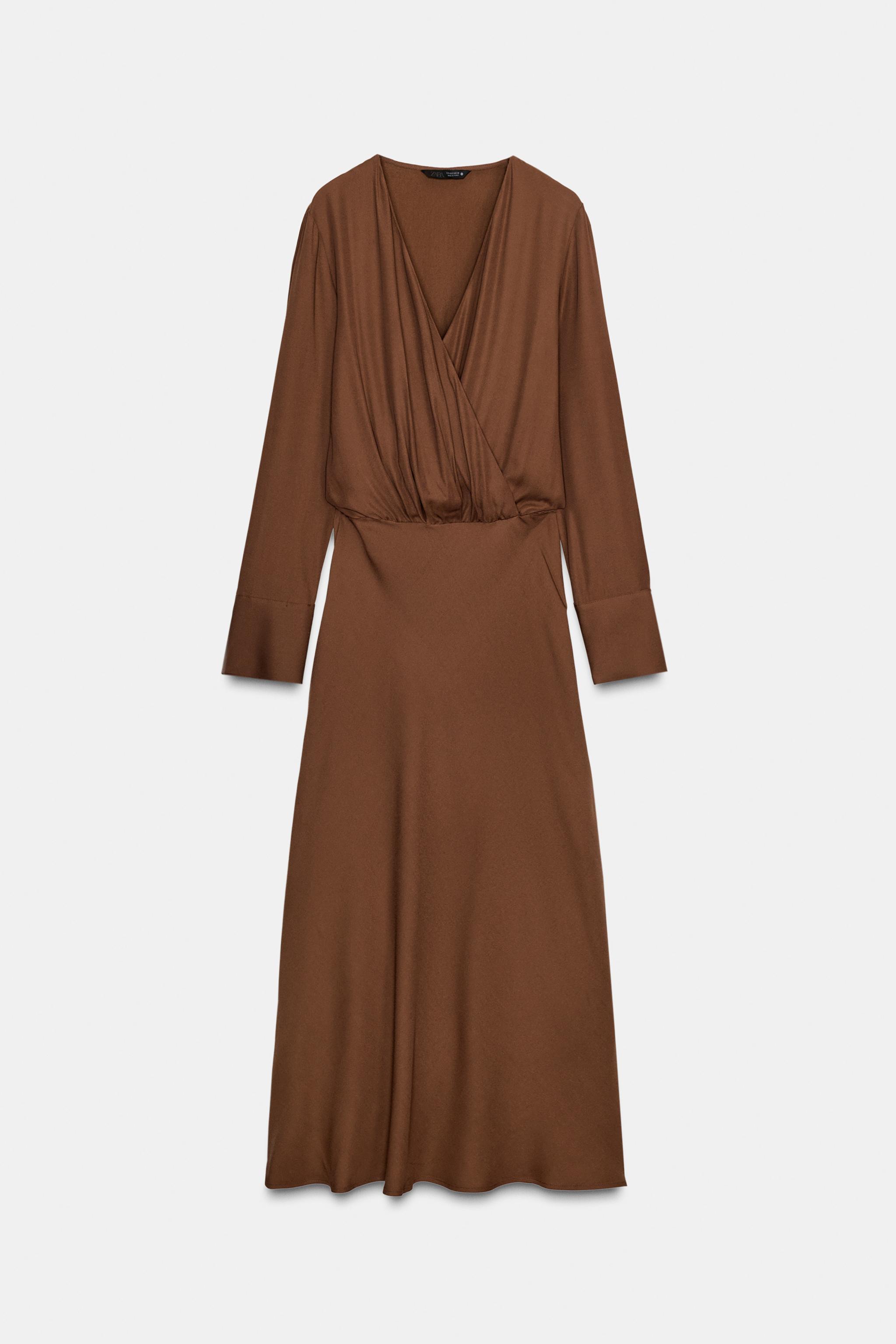 ZW COLLECTION LIMITED EDITION FLOWING WRAP DRESS - Brick | ZARA